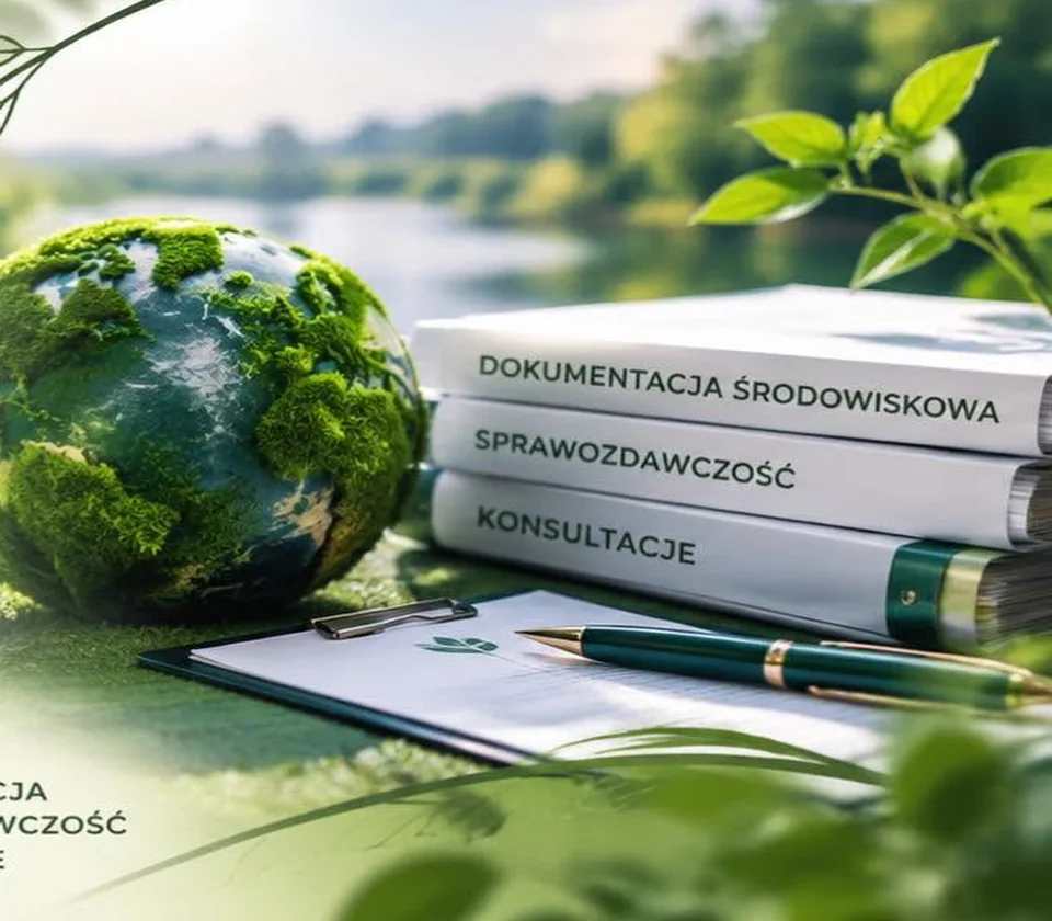 Globus pokryty zielenią i dokumentacja środowiskowa